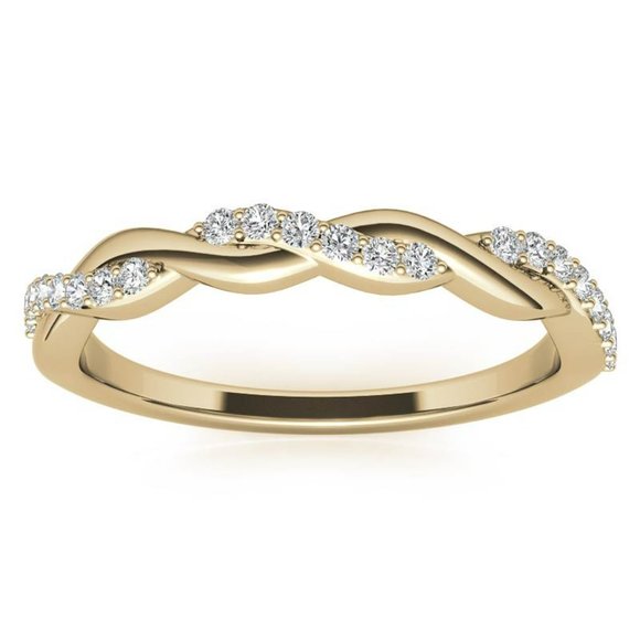 0.22ct Twisted Infinity  Diamond Stackable Band 14k Gold - Picture 7 of 16